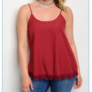 Burgundy plus size adjustable strap camisole top
